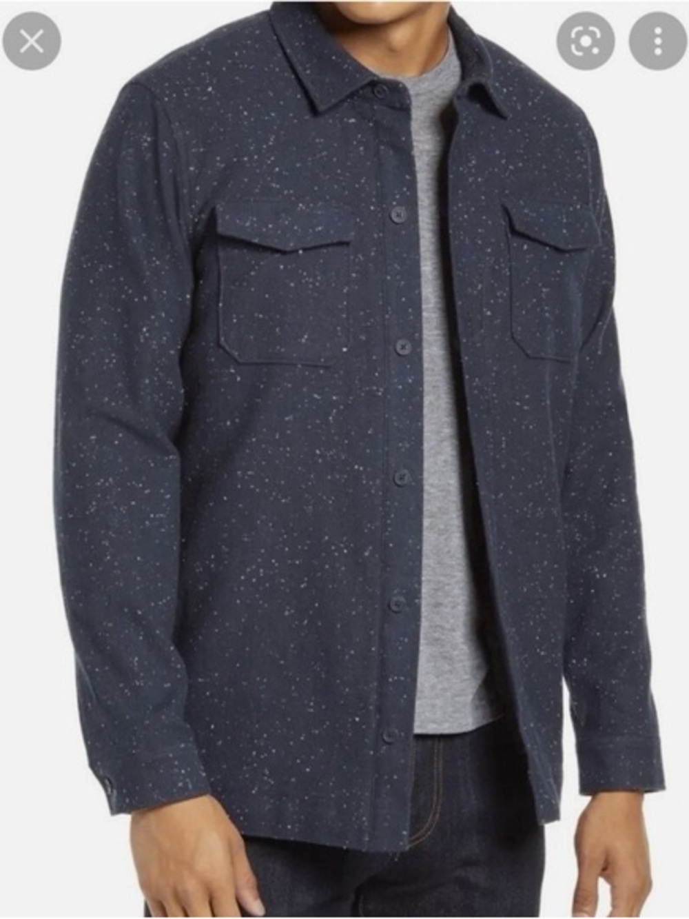 Travis Mathew XL  Navy Speckled Lined Button-Up Shirt Jacket